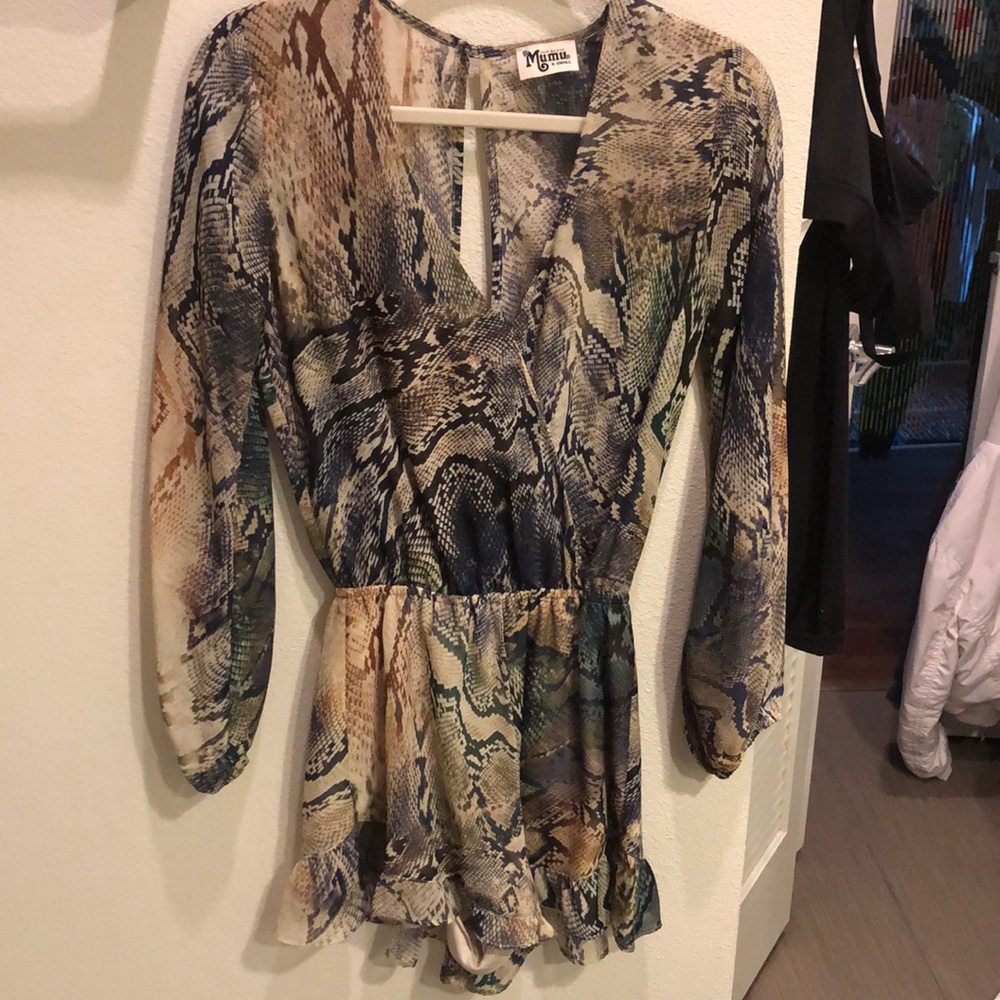 MUMU SNAKESKIN ROMPER